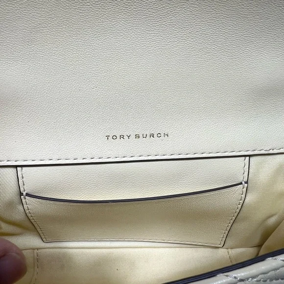 Tory Burch $348 Mini Kira Moto Quilt Flap Crossbody Bag Lemon NWT - Picture 4 of 10